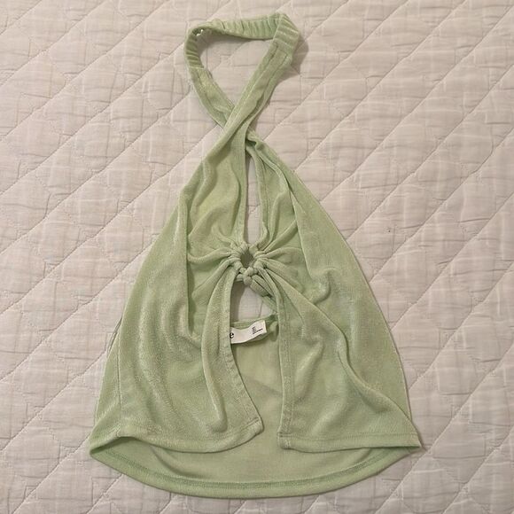 NWT RARE Elodie Lime Halter Tie Crop Top Size L - Picture 14 of 14